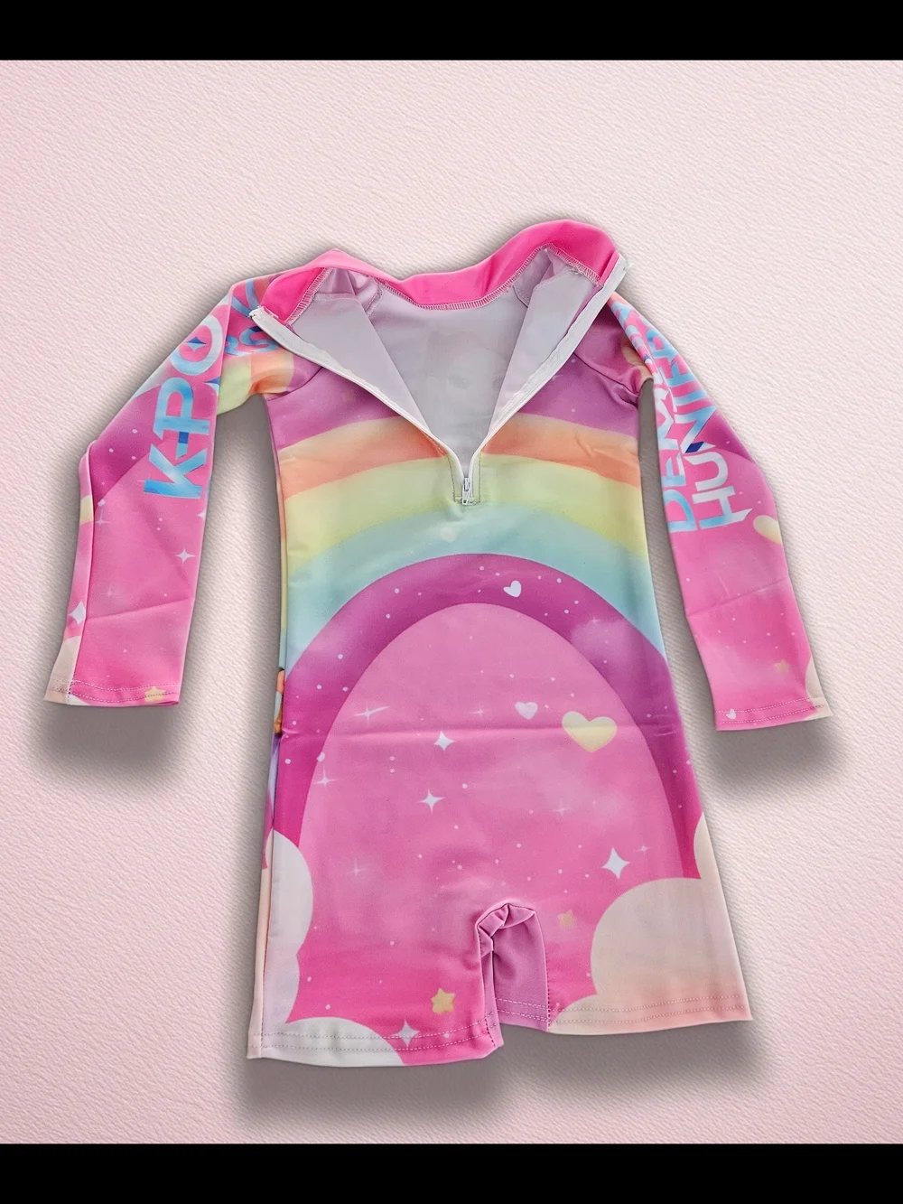 Kids Pink K-Pop Demon Hunters Long-Sleeve Swimsuit Swimwear Size 4/5